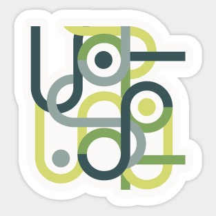 Green geometric pattern abstract mid century Sticker